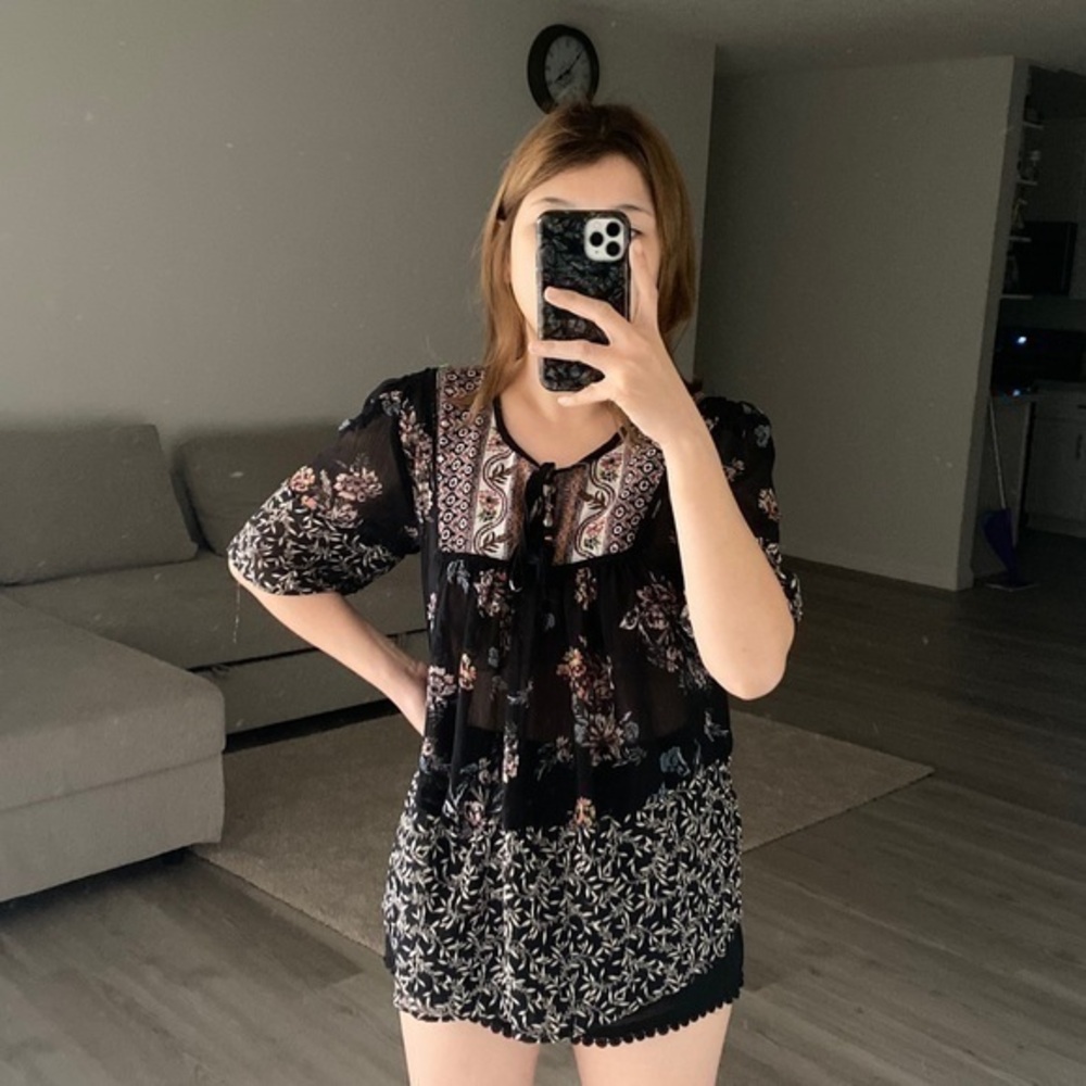 Knox rose see through floral top